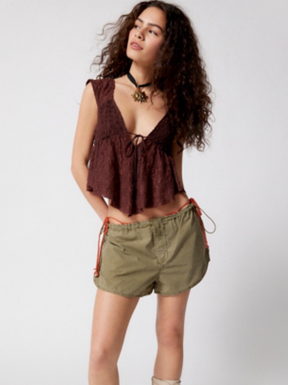 Urban Outfitters Brown Lace Tank Top